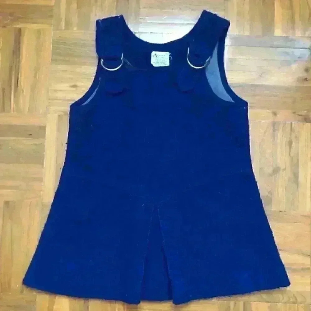 VTG 70s #vtggirldress #vtgalyssadress deep blue labeled girl 5 #pleateddress